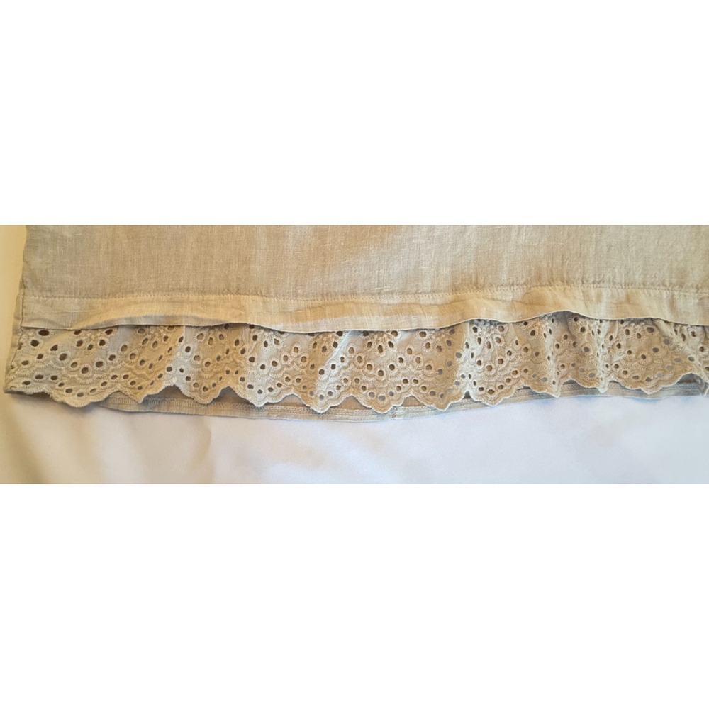 Francesca Bettini Womens M Beige Linen Eyelet Lace Hem 3/4 Sleeve Italy Boho Top - Picture 10 of 10